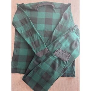 PJ Place Mens Green Black Buffalo Plaid Waffle Knit Thermal Pajama Set Large L